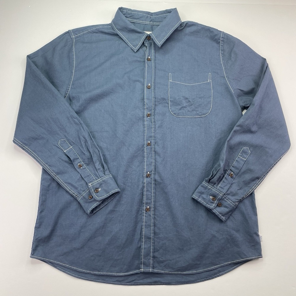 Katin Button Shirt Men's XL Long Sleeve Blue White Stitching